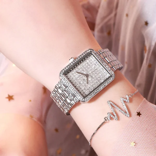 2020 Luxury Brand Square Ladies Watch Fashion Women Watches Diamond Waterproof Quartz Watch Gold Clock Crystal Female Wristwatch - Image 7