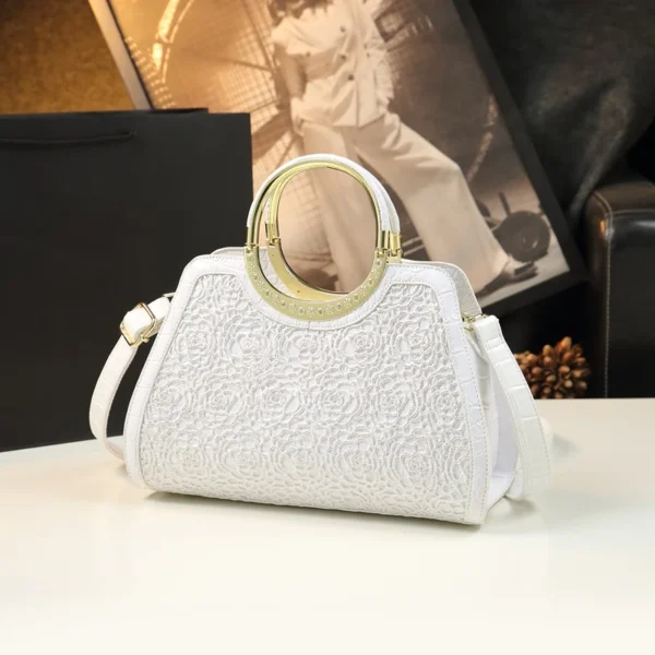 2021 New Fashion Genuine Leather Women Bag Crocodile Pattern Mother Bag Large Capacity Middle-Aged Lace Crossbody Handbag - Image 3