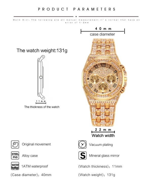 Women Watches Fashion Luxury Brand Ladies Watch Waterproof Women Watch Gold Quartz Wristwatch Diamond Gypsophila Male Wristwatch - Image 9