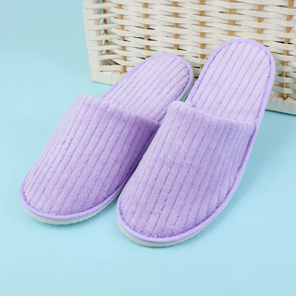 5 Pairs Winter Slippers Men Women  Hotel Disposable Slides Home Travel Sandals Hospitality Footwear One Size on Sale - Image 22