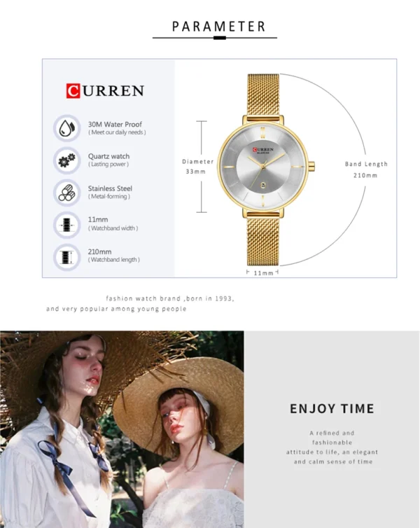 Women Watches Waterproof CURREN Quartz Wristwatches relogio feminino Fashion Watch Women Ladies Dress Analog Mesh Ladies Watches - Image 14