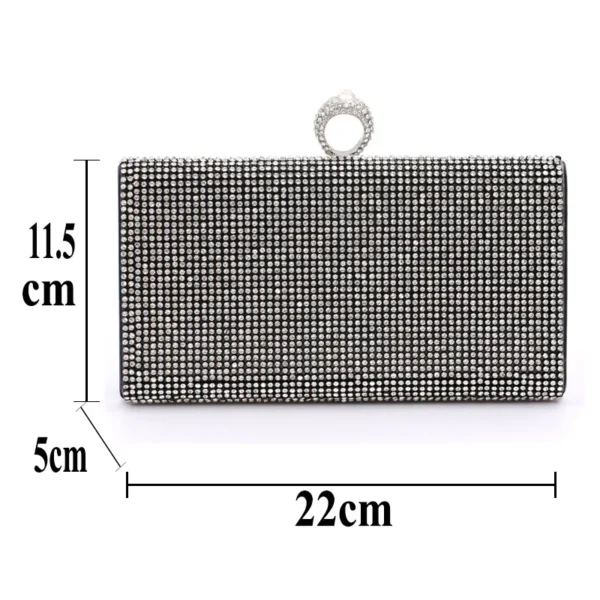 Double-sided Diamond Women's Black Mini Cute Clutch Gold Small Square Purses Wedding Party Nightclub Handbags For Women 2021 - Image 2