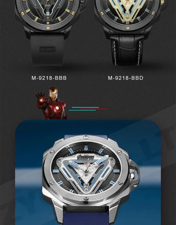 Disney Official Marvel Iron Men Stainless Steel Quartz Casual Wristwatches Energy Reactor Coated Glass 50M Waterproof New Clcok - Image 21