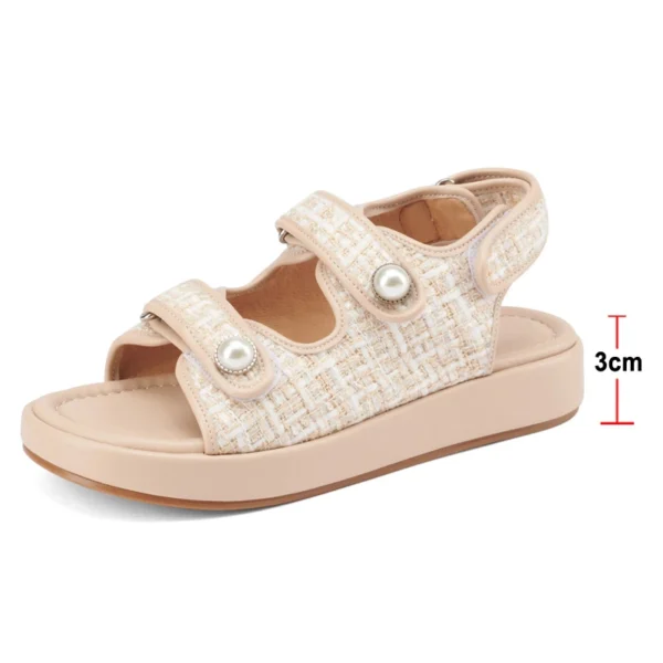 ANNYMOLI Women Shoes Flat Sandals Square Toe Ladies Footwear Summer Apricot White Size 34-39 Fashion Sandals Shoes 2021 New - Image 2