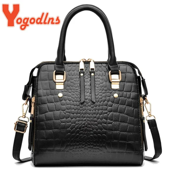 Yogodlns Luxury Crocodile Pattern Handbag Women Winter New PU Leather Tassel Shoulder Bag Brands Design Handle Bag Lady Purse - Image 3