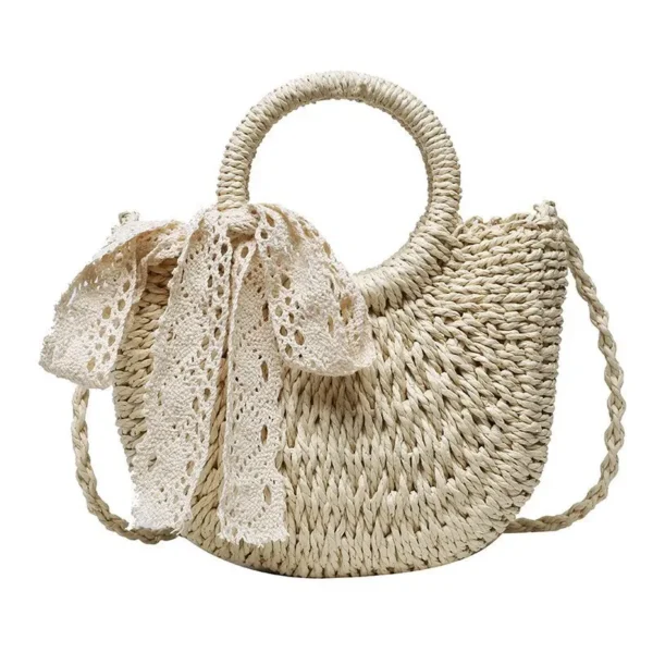 Yogodlns Handmade Half-Round Rattan Woven Straw Bag Summer Women Messenger Crossbody Bags Girls Small Beach Handbag New - Image 7