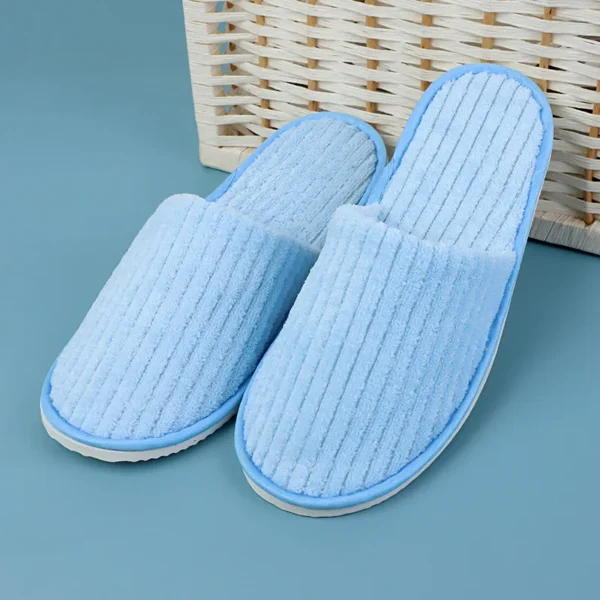 5 Pairs Winter Slippers Men Women  Hotel Disposable Slides Home Travel Sandals Hospitality Footwear One Size on Sale - Image 17