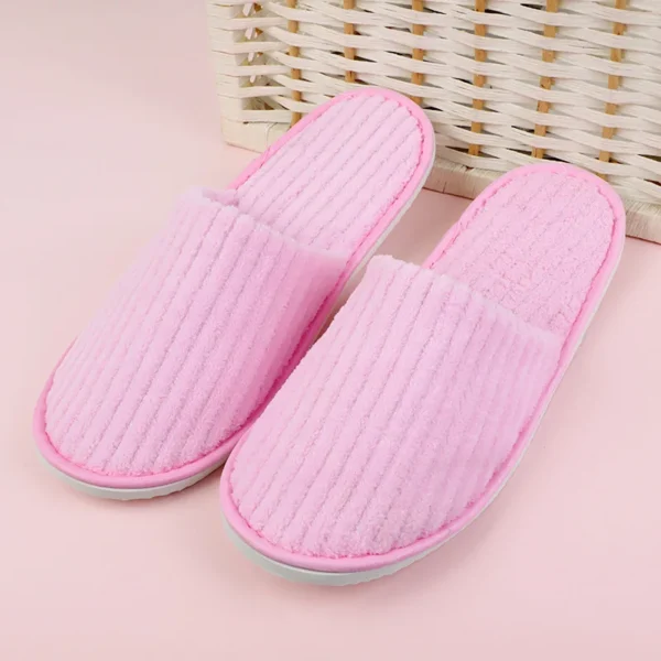 5 Pairs Winter Slippers Men Women  Hotel Disposable Slides Home Travel Sandals Hospitality Footwear One Size on Sale - Image 32