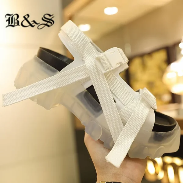 Black&Street women Summer Roma soft Transparent bottom platform sandals sheepskin insole comfortable buckle strap women sandals - Image 4