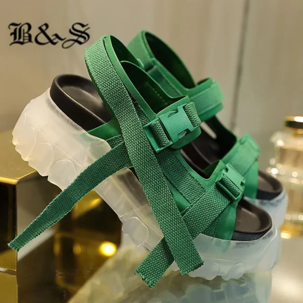 Black&Street women Summer Roma soft Transparent bottom platform sandals sheepskin insole comfortable buckle strap women sandals - Image 11