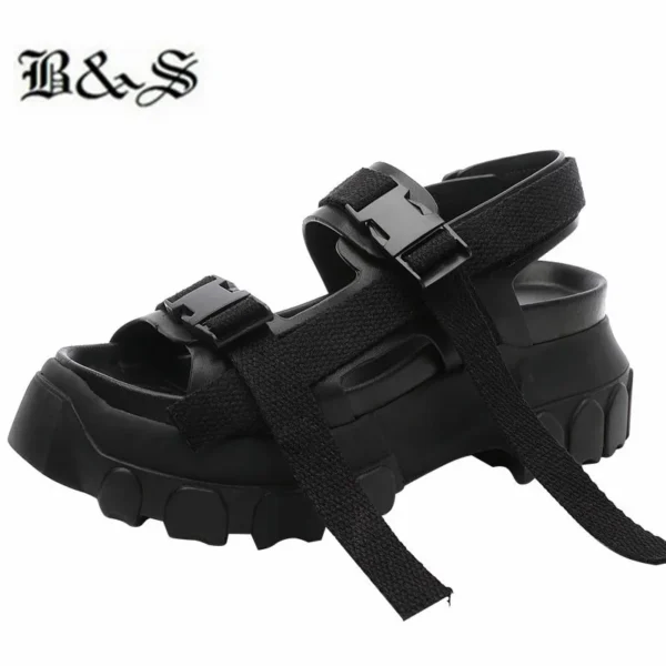 Black&Street women Summer Roma soft Transparent bottom platform sandals sheepskin insole comfortable buckle strap women sandals