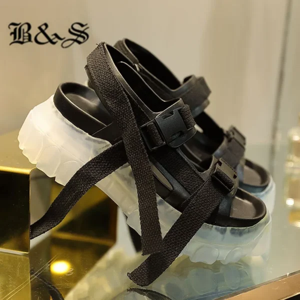 Black&Street women Summer Roma soft Transparent bottom platform sandals sheepskin insole comfortable buckle strap women sandals - Image 2