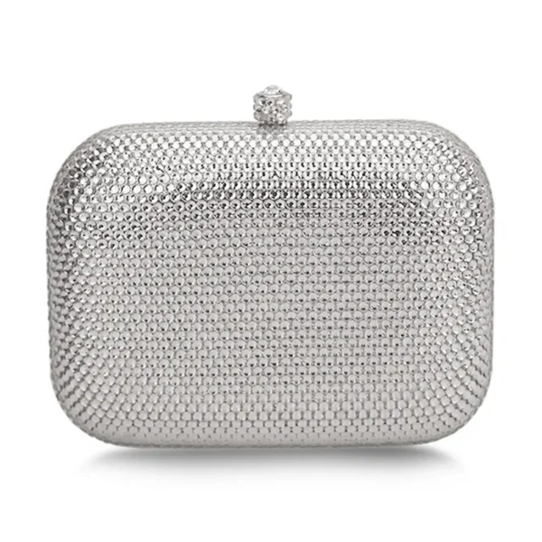 bing women bag square Diamonds Evening Bags Day Clutch silvery bright Crystal Bags coin straw Clutches Chain Shoulder Bag Purse - Image 2