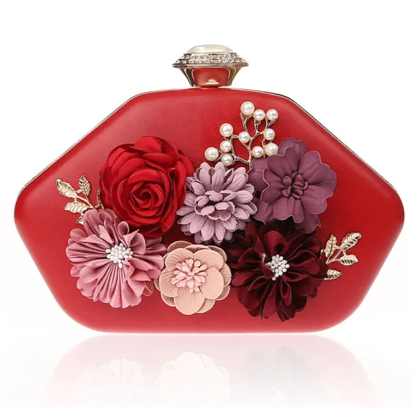 Women's Small Square Bag Flower PU Leather Crossbody Handbags For Lady Banquet  Party Bag Mini Wallet High Quality Red Purse - Image 9