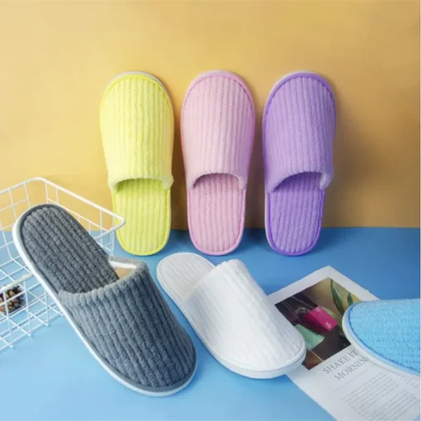 5 Pairs Winter Slippers Men Women  Hotel Disposable Slides Home Travel Sandals Hospitality Footwear One Size on Sale - Image 54