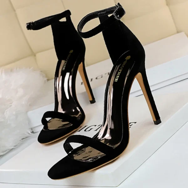 BIGTREE Shoes Summer Women Sandals Suede Hollow High Heels Stiletto Fashion Sandles Women Heels Ladies Shoes Women's Sandals - Image 22