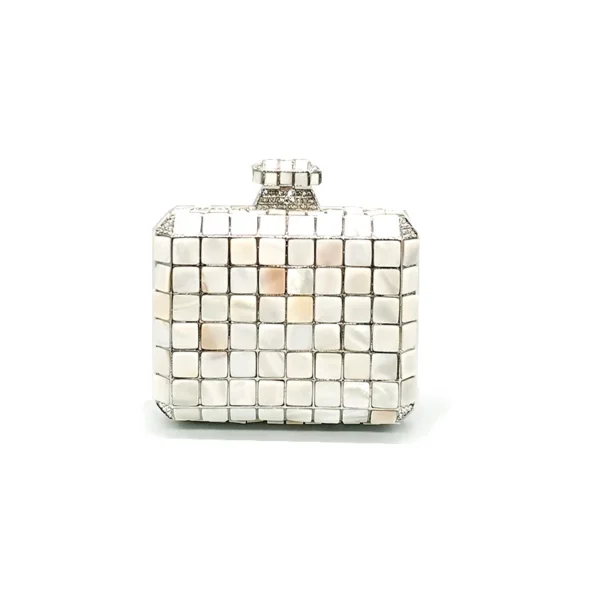 Elegant traditional bridal wedding party rhinestone purses Luxury women evening clutches classical square shell crystal bag - Image 2