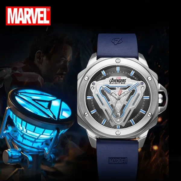 Disney Official Marvel Iron Men Stainless Steel Quartz Casual Wristwatches Energy Reactor Coated Glass 50M Waterproof New Clcok - Image 3