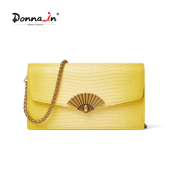 Donna-in Lizard Pattern Top Layer Cowhide Women Shoulder Crossbody Bag Fashion Genuine Leather Chain Square Ladies 2023 Summer