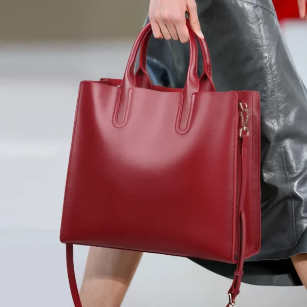 2023 New Genuine Leather Women's Handbags Female Tote Bag Large Capacity A4 File Package Bag Lady Shoulder Messenger Bags - Image 12