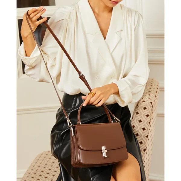 ZR DIARY Vintage Saddle Bag Women Split Leather Shoulder Bags Metal Lock Niche Sewing Handbag for Female W3285 - Image 7