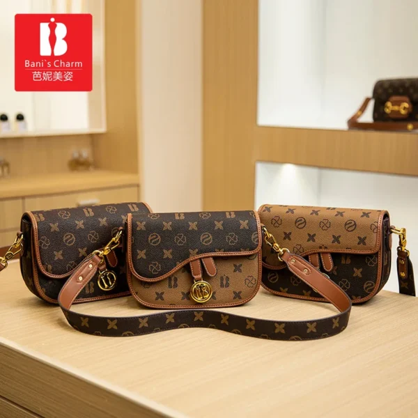 2024 new printed saddle bag fashion trend one-shoulder small square bag diagonal cross-body bag female niche M029 - Image 2