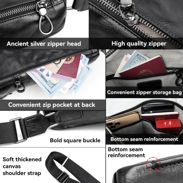 2022 New Crossbody Bag Genuine Leather Shoulder Bag Handbag For Men Women Chest Bag Large Capacity Weekender Travel Bag Tote - Image 6