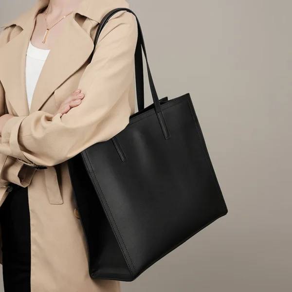 2023 New Women Tote Bag Female Handbag Lady Cowhide Split Leather Large A4 Book Shoulder Bag Minimalist Laptop Office Briefcase - Image 3