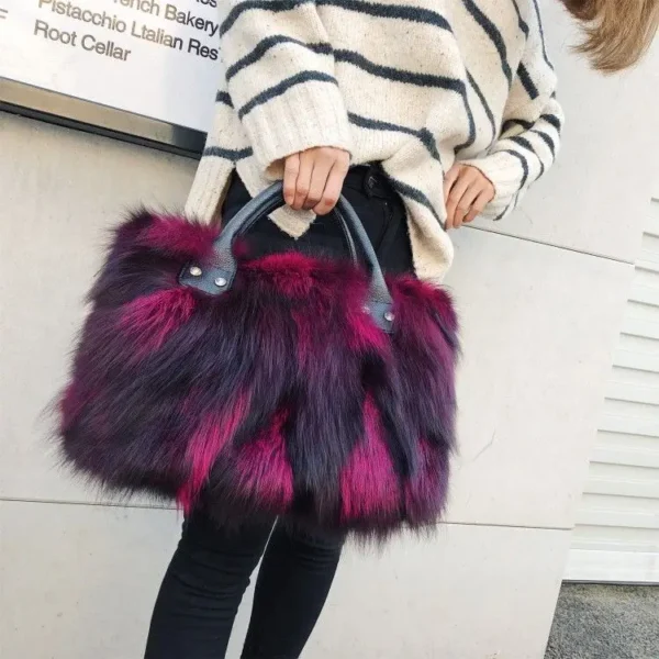 Autumn And Winter New Fur Women's Bag Fox Hair Hand Carrying Bag Crossbody Tidal Winter High Guizhen Fur Shoulder Bag For Women - Image 11