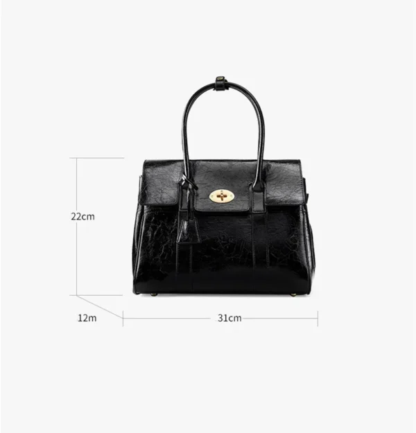 2024 Spring New women's large-capacity black genuine leather Tote bag fashion cowhide handbag retro lawyer bag envelope bag - Image 5