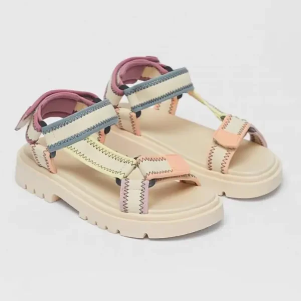 2024 Summer Casual Flat Sandals Shoes Woman One Button Thick Sole Platform Roman Sandal Mixed Colors Leisure Sport Sandalias