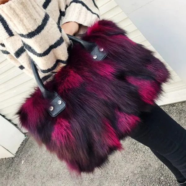 Autumn And Winter New Fur Women's Bag Fox Hair Hand Carrying Bag Crossbody Tidal Winter High Guizhen Fur Shoulder Bag For Women - Image 2