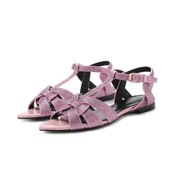 2023 New Beach Sandals with Buckle Open Toe Shoes Flat Bottom Slippers Simple and Fashionable Solid Color Versatile Casual Shoes - Image 14