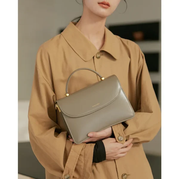 ZR DIARY Shoulder Handbags Women Split Leather Hand Carry Simple Flap Pocket Elegant Square Female Messenger Bags W1102 - Image 2