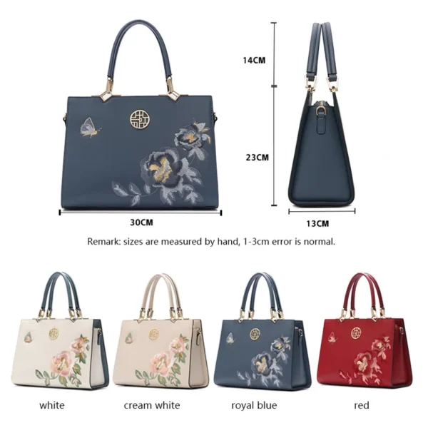 2023 New Chinese Style Mom Bag Women Middle-aged Atmosphere China-Chic Embroidery Handbag Split Leather Shoulder Bag Messenger - Image 5