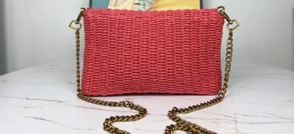 2024 YS Grass Woven Bags Women's  New Handbag Trendy Chain Crossbody Small Kelly - Image 5