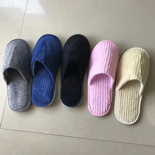 5 Pairs Winter Slippers Men Women  Hotel Disposable Slides Home Travel Sandals Hospitality Footwear One Size on Sale - Image 38