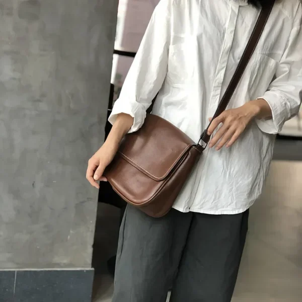 Choice Genuine Leather Shoulder Bag for Women Leisure Versatile Natural Real Cowhide Solid Color Messenger Crossbody Bag Cobbler - Image 3