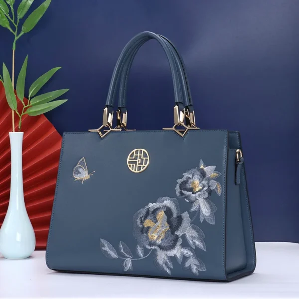 2023 New Chinese Style Mom Bag Women Middle-aged Atmosphere China-Chic Embroidery Handbag Split Leather Shoulder Bag Messenger - Image 7