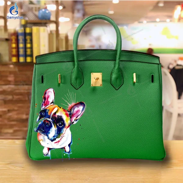 Art Print Colorful cute little dog Customize Totes Women Clutch purses and handbags Designer Ladies purses Genuine Leather New - Image 17