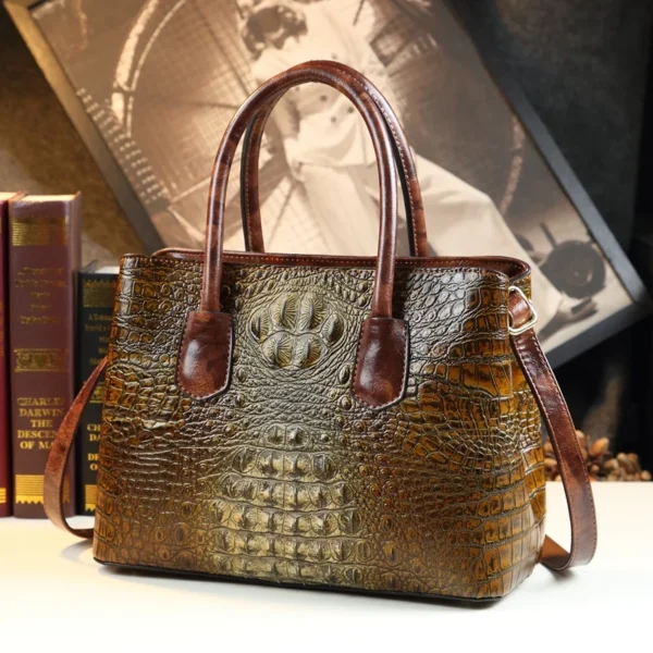 Crocodile Pattern Women Bag Genuine Leather New Commuter Mother Bag Genuine Leather Bag Shoulder Messenger Bag Handbag - Image 8