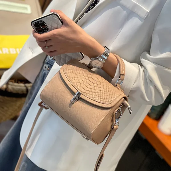 Bag Shoulder Crossbody Cowhide Tote Handbag Women's Y2k White True Leather Top Layer Chain Highquality Versatile Retro Fashion - Image 12