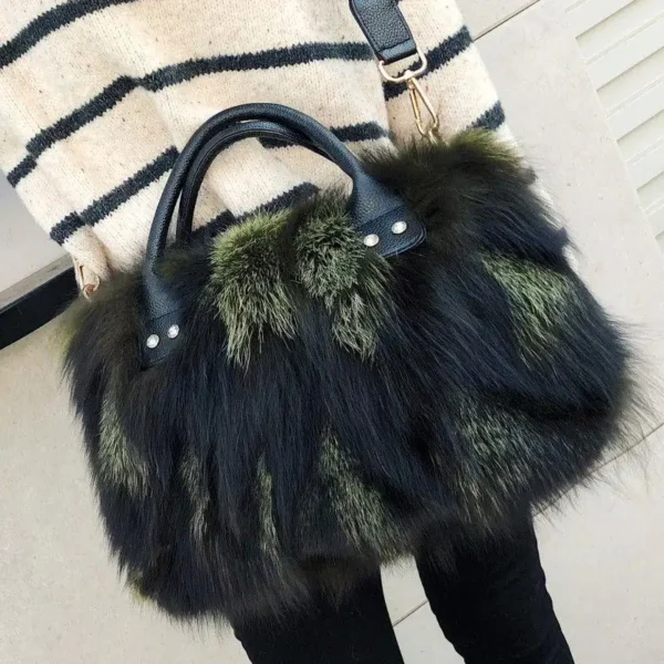 Autumn And Winter New Fur Women's Bag Fox Hair Hand Carrying Bag Crossbody Tidal Winter High Guizhen Fur Shoulder Bag For Women - Image 10