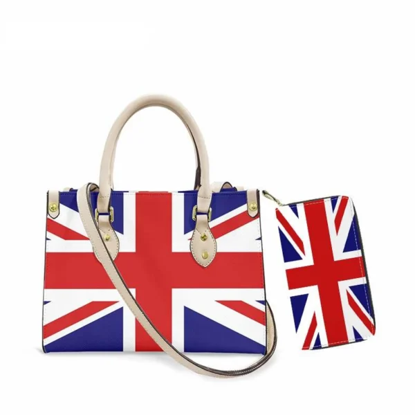 British Flag Shouldr Bags for Women Casual Messenger Bag Female PU Leather Bags Party Handbag with Wallet Set - Image 2