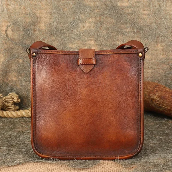 Women's Genuine Leather Square Tote Bag Vintage Cowhide Female Shopper Bag Retro Ladies Shoulder Crossbody Handbags Messenger - Image 4