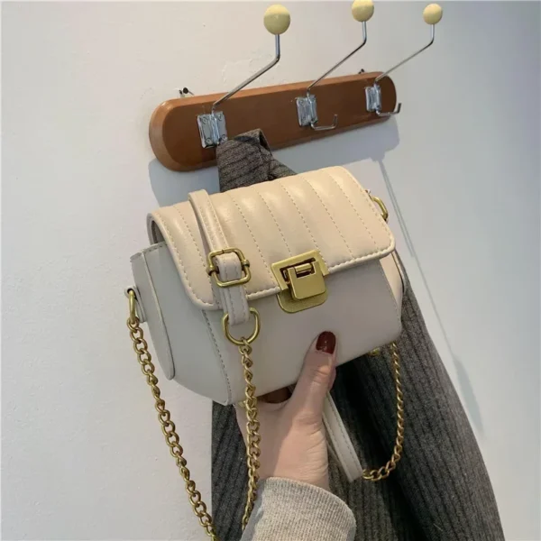 Women's Luxury Handbag 2021 New Small Fragrance Wind Chain Square Bag Embroidery Line One-Shoulder Sloping Bag Female Bag - Image 2