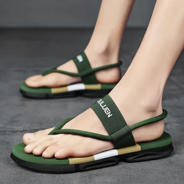 2024 Casual Slippers Man Ankle Elastic Band Shoes Slip-resistant Slide Sandals Male Beach Flat Bottom Slippers Fashion Summer - Image 3