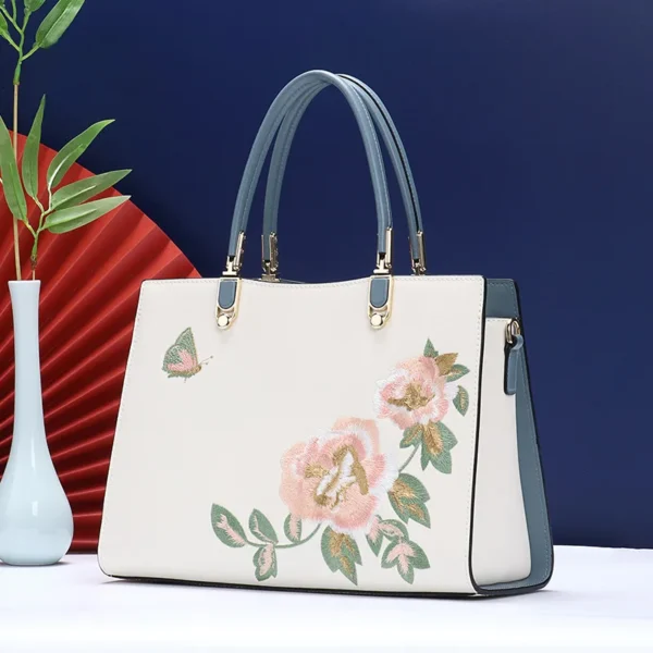 2023 New Women Bag Female Luxury Elegant Wedding Handbag Lady Split Leather Embroidered Peony Cross-body Shoulder Bag Messenger - Image 9