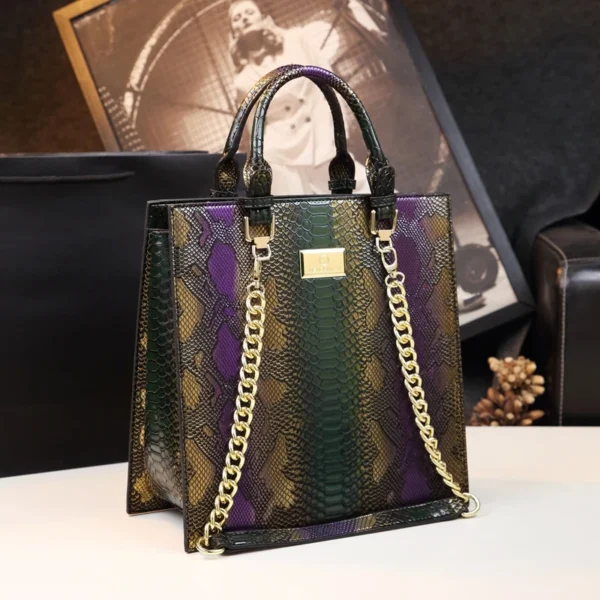 2023 New Cowhide Leather Women Handbags Fashion Female Chain Serpentine Portable Tote Bag Ladies Shoulder Messenger Bags Luxury - Image 7