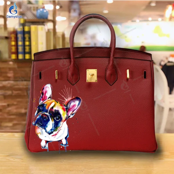 Art Print Colorful cute little dog Customize Totes Women Clutch purses and handbags Designer Ladies purses Genuine Leather New - Image 10